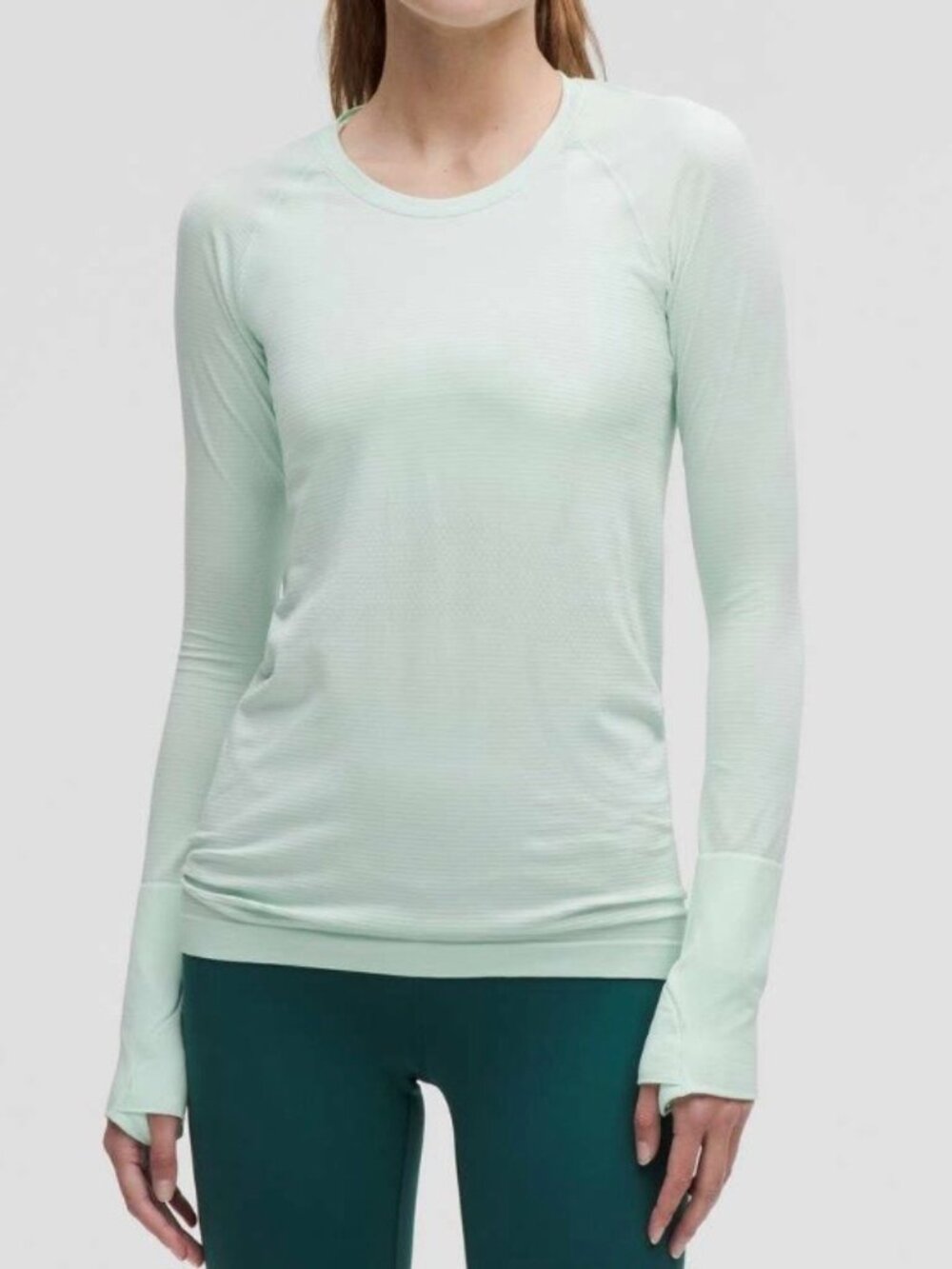 Lululemon Women's Swiftly Tech Long-Sleeve Stripe Shirt Tops, Mint Green, Size 4